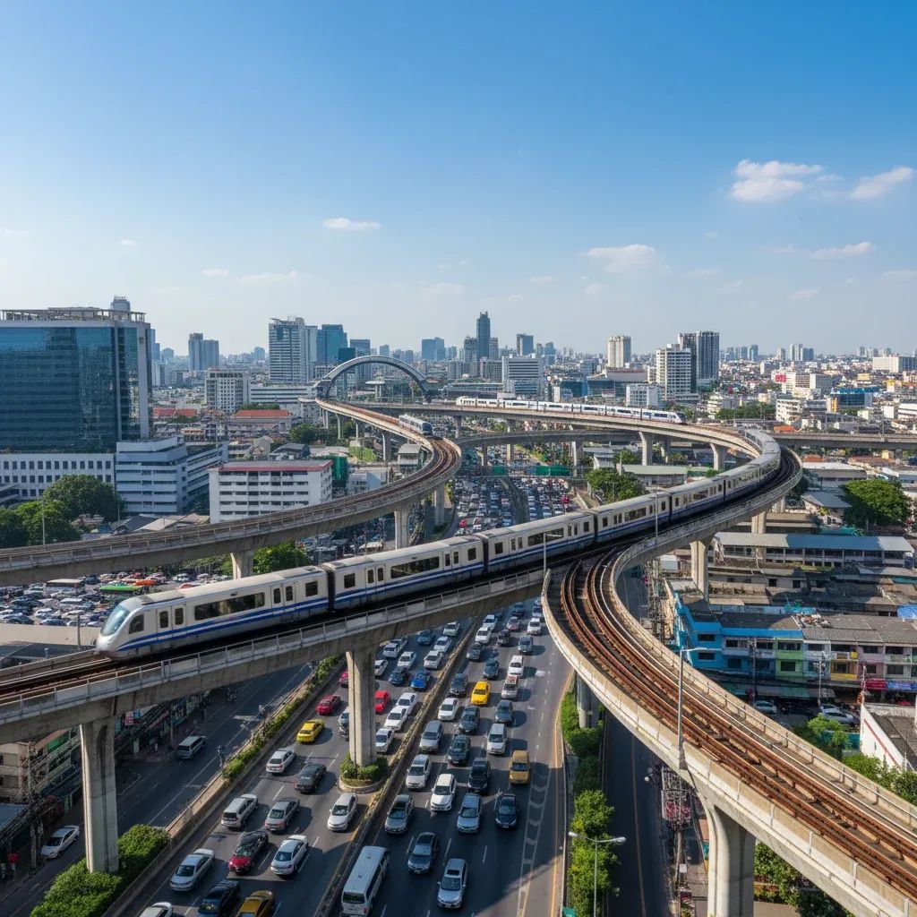 Bangkok elevated rail system showing modern metro infrastructure and urban transportation network