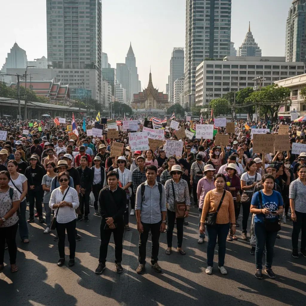 Protesters demonstrating in Bangkok demanding election recount amid fraud allegations
