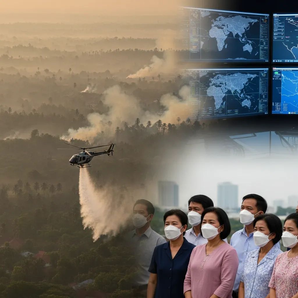 Thailand forest wildfire haze affecting northern provinces with emergency response operations underway