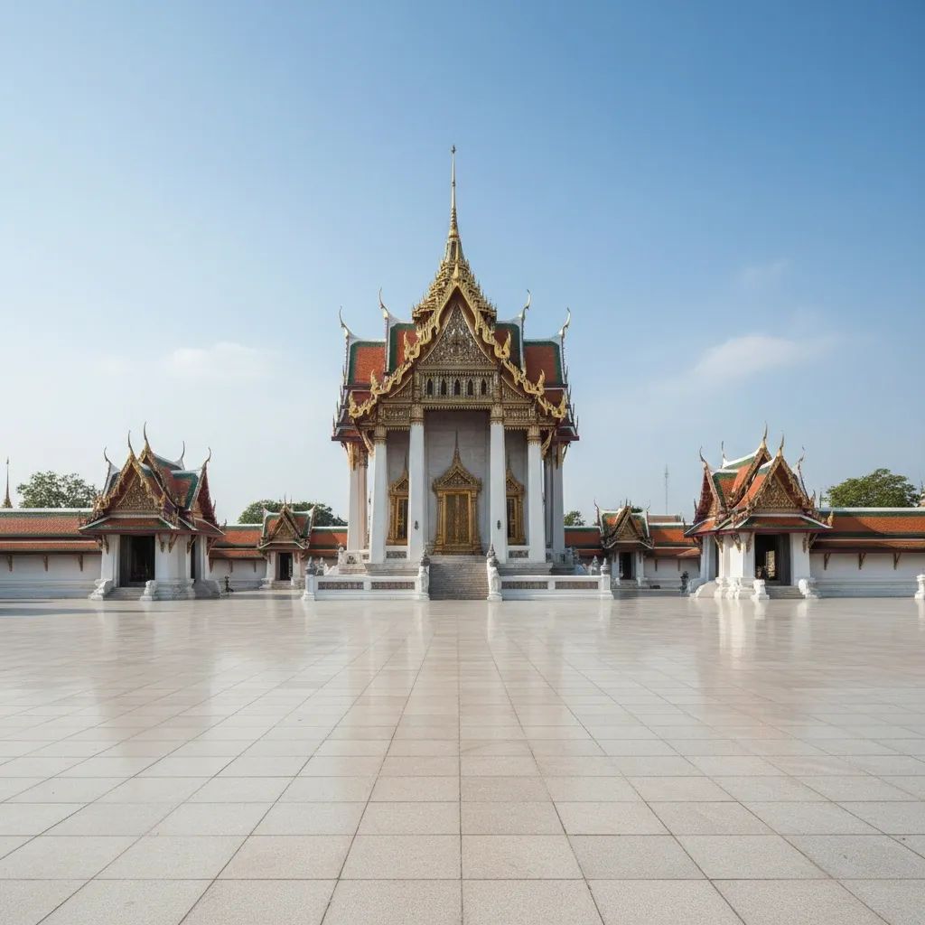 Thai Buddhist temple exterior with empty courtyard, representing institutional oversight and accountability