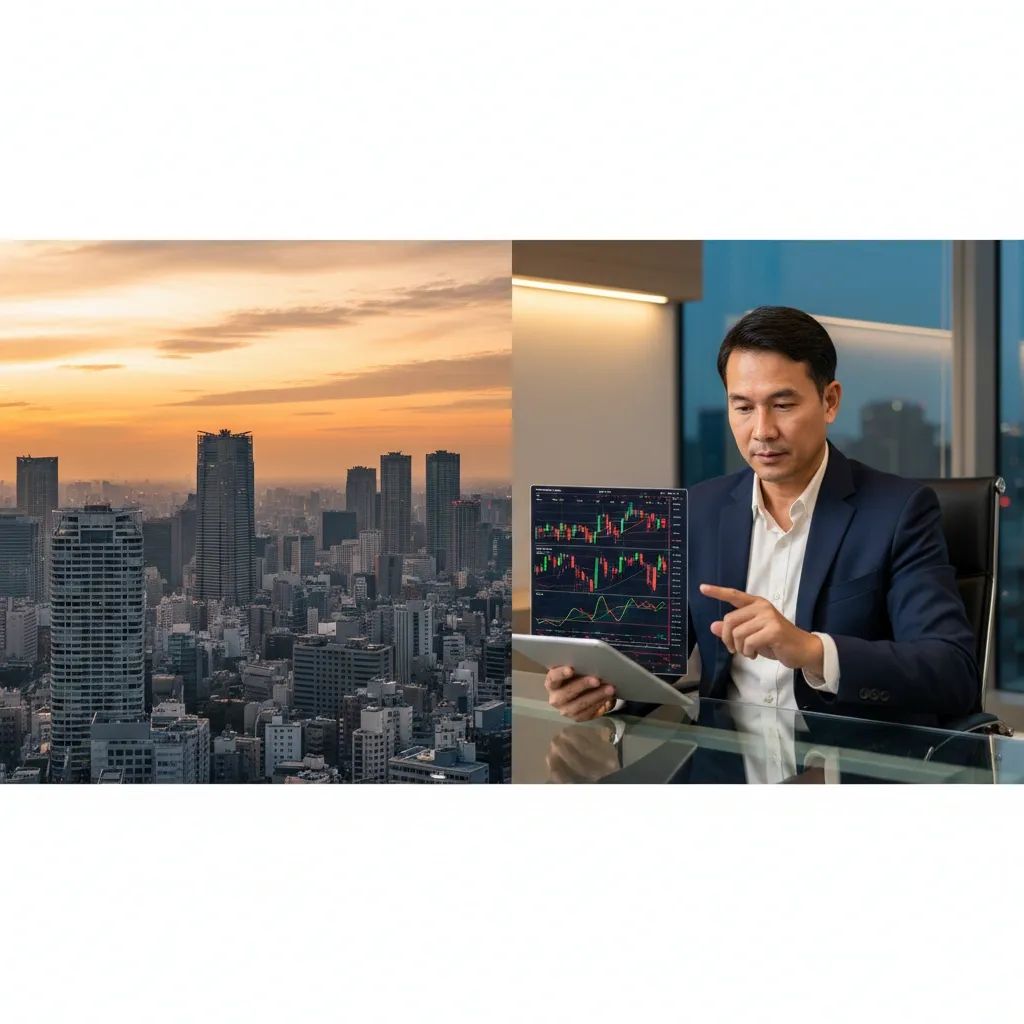 Thai investor reviewing Japanese stock performance data in modern office setting