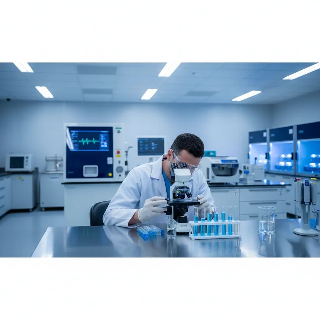 Medical laboratory technician conducting mpox diagnostic testing in clinical setting