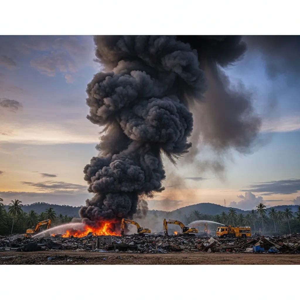 Massive smoke plume rises from Phuket landfill during emergency response to Saphan Hin fire