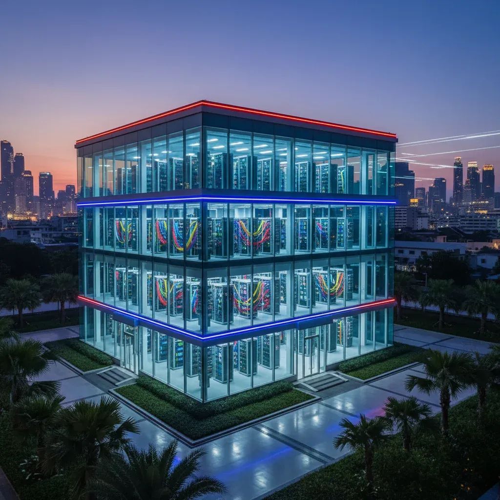 Modern data center facility with advanced technology infrastructure in Thailand setting