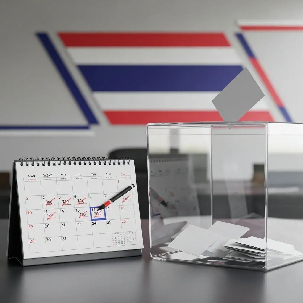 Transparent ballot box beside a desktop calendar marking election dates