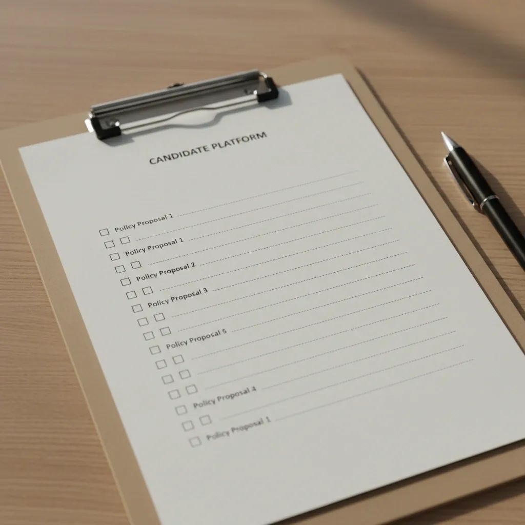 Clipboard with blank checkboxes on an election commission document symbolizing missing policy filings