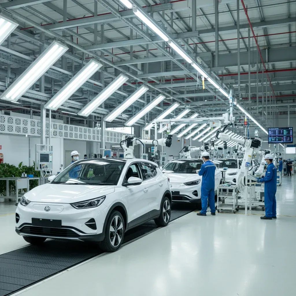 Electric crossover SUVs on production line at Thai smart factory