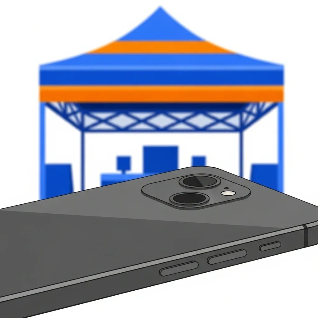 Illustration of a smartphone laid face-down beside a Thai polling station
