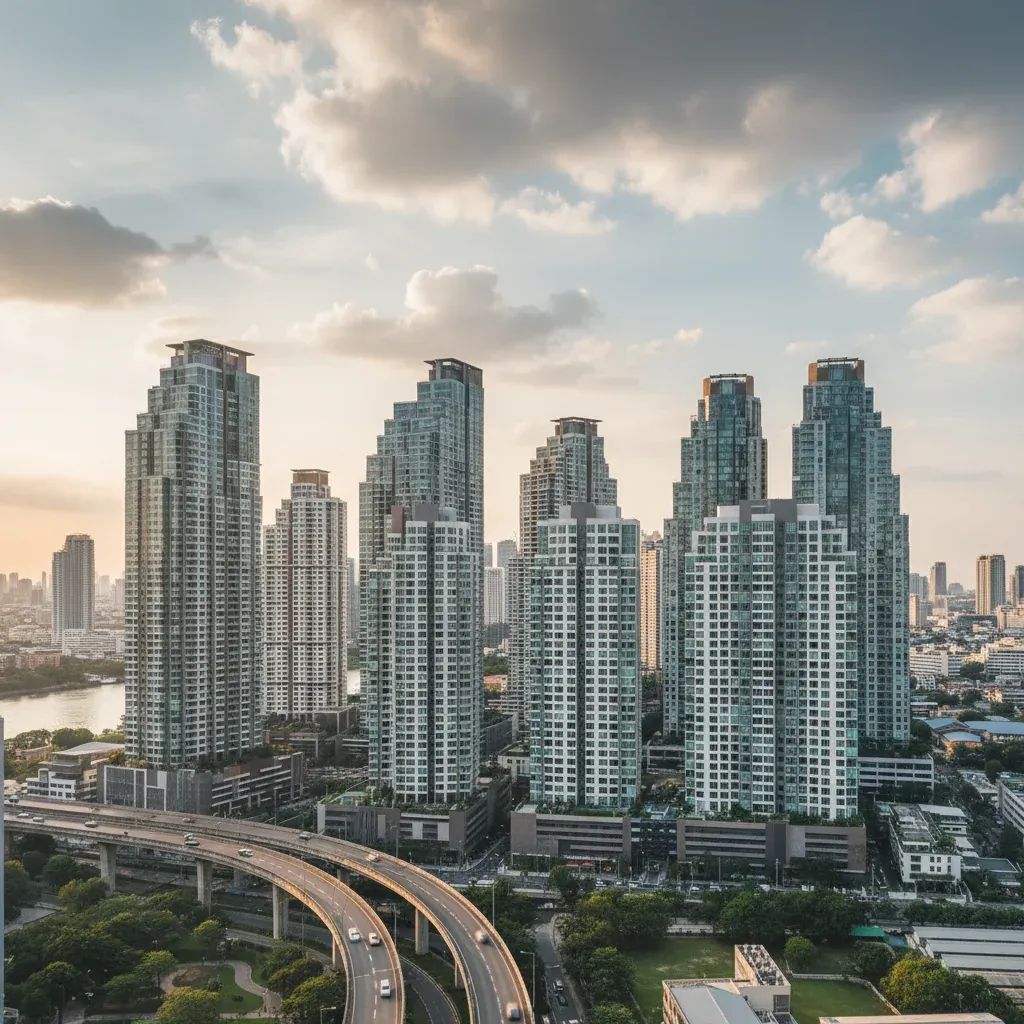 Bangkok condominium towers representing Thailand's real estate market oversupply
